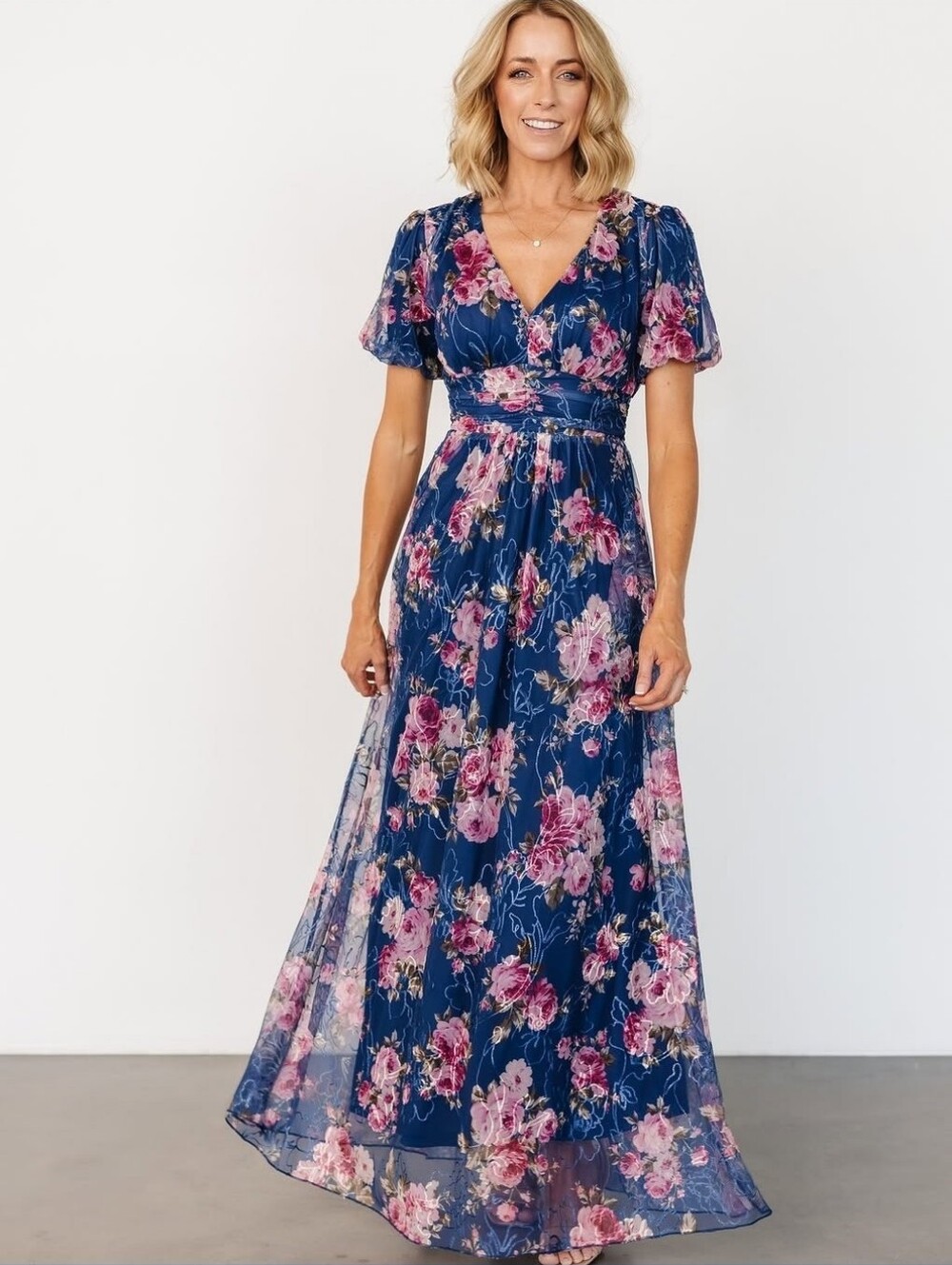 Baltic Born | Navy Floral Ardley Midi Dress Size Small